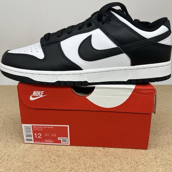 NEW sz 12 Nike Panda Dunk Low Retro Shoes White Black DD1391-100